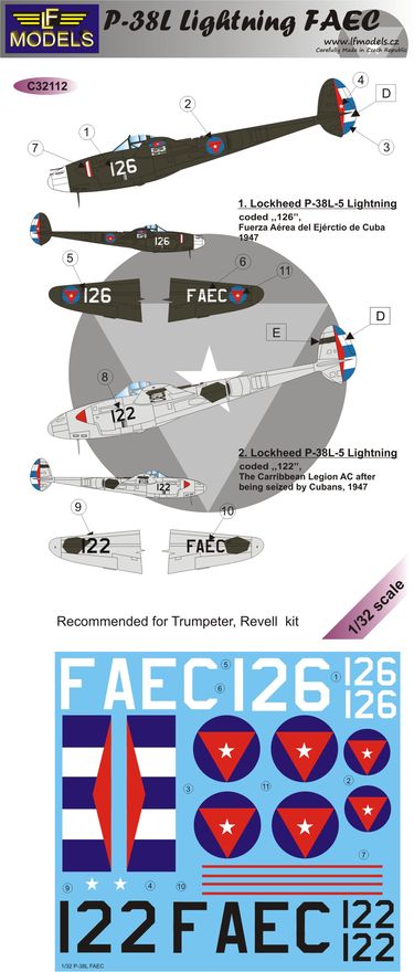 LF Models C32112 1:32 Lockheed P-38L Lightning Cuba 1947