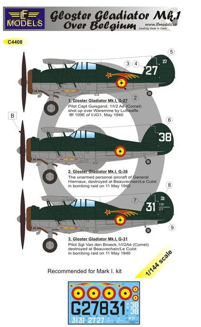 LF Models C4408 1:144 Gloster Gladiator Mk.I over Belgium (3 decal options)