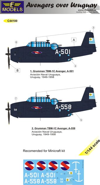 LF Models C44100 1:144 Grumman TBf-Avenger over Uruguay pt 2. 2 Decal option