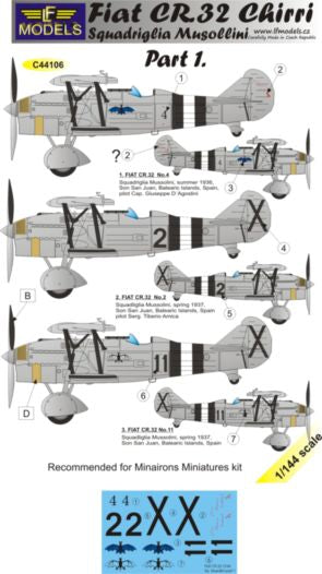 LF Models MC44106 1:144 Fiat CR.32 Chirri Squadriglia  Part 1. 3 decal options