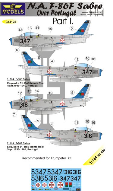LF Models C44125 1:144 North-American F-86F Sabre Over Portugal Part I.