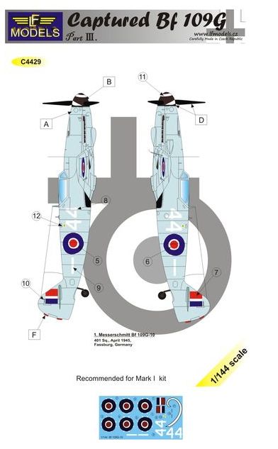 LF Models MC4429 1:144 Messerschmitt Bf-109G-10 part 3 Captured RAF Germany 1945
