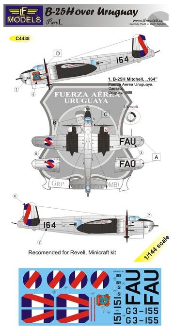 LF Models C4438 1:144 North-American B-25H Mitchell over Uruguay part 1
