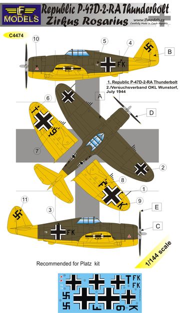 LF Models C4474 1:144 Republic P-47D-2-RA Thunderbolt Zirkus Rosarius