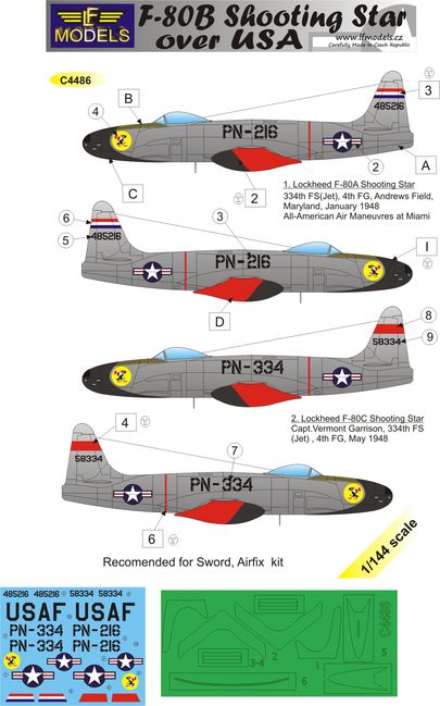 LF Models MC4486 1:144 Lockheed F-80B Shooting Star over USA