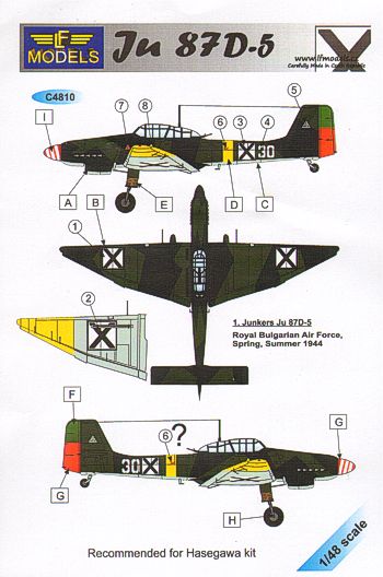 LF Models C4810 1:48 Junkers Ju-87D-5 'Stuka' White 30 Royal Bulgarian Air Force 1944