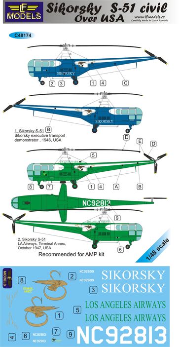 LF Models C48174 1:48 Sikorsky S-51 civil over USA
