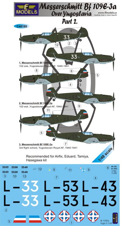 LF Models C48180 1:48 Messerschmitt Bf-109E3a Yugoslavia
