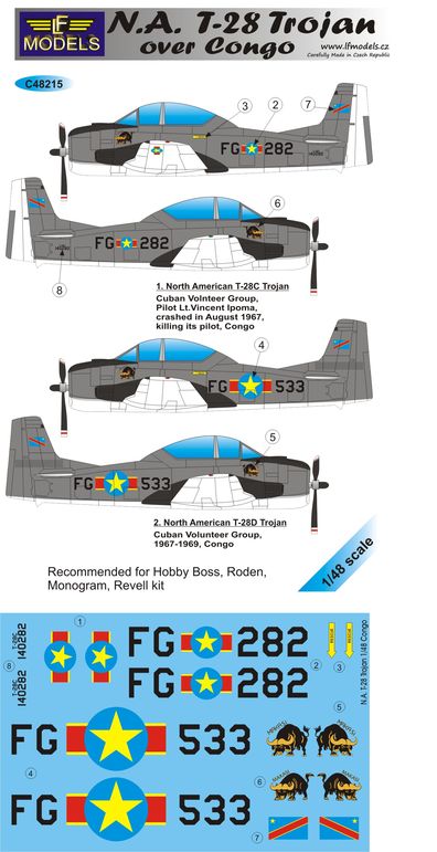 LF Models C48215 1:48 North-American T-28C/T-28D Trojan over Congo. Cuban Volunteer Group 1967-69