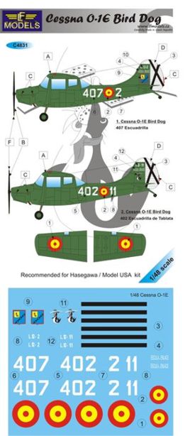 LF Models C4831 1:48 Cessna O-1E Bird Dog decal