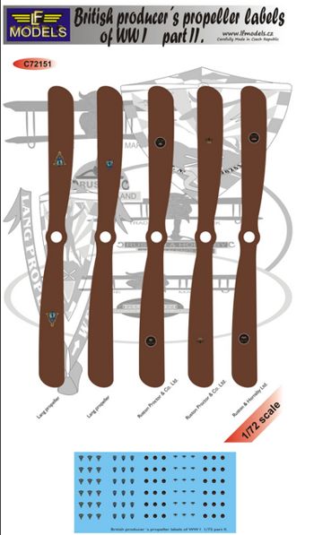 LF Models MC72151 1:72 British producer's propeller manufacturer logos of WWI part II.