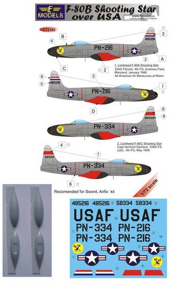 LF Models C72162 1:72 Lockheed F-80B Shooting Star over USA (decal, resin and mask included)