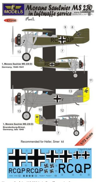 LF Models MC72195 1:72 Morane-Saulnier MS.230 in Luftwaffe service Part I