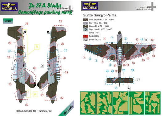 LF Models M2414 1:24 Junkers Ju-87A 'Stuka' Camouflage Pattern Paint Mask