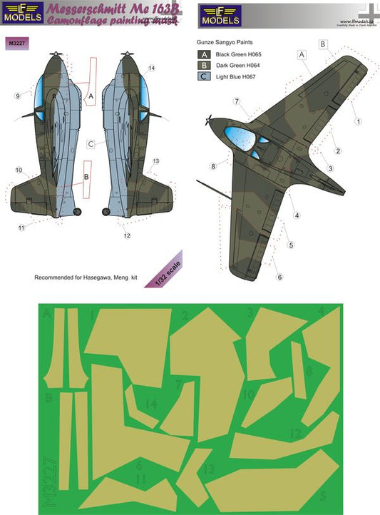 LF Models M3227 1:32 Messerschmitt Me-163B Komet camouflage pattern paint masks