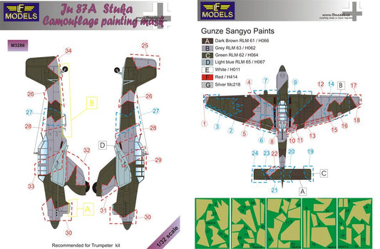 LF Models M3286 1:32 Junkers Ju-87A 'Stuka' camouflage pattern paint mask