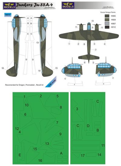 LF Models M4810 1:48 Junkers Ju-88A-4 camouflage pattern paint masks