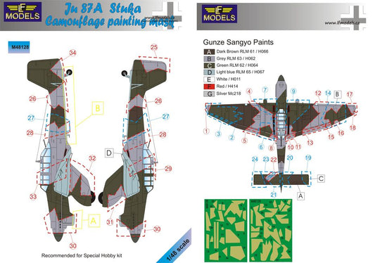 LF Models M48128 1:48 Junkers Ju-87A 'Stuka' Camouflage Pattern Paint Mask