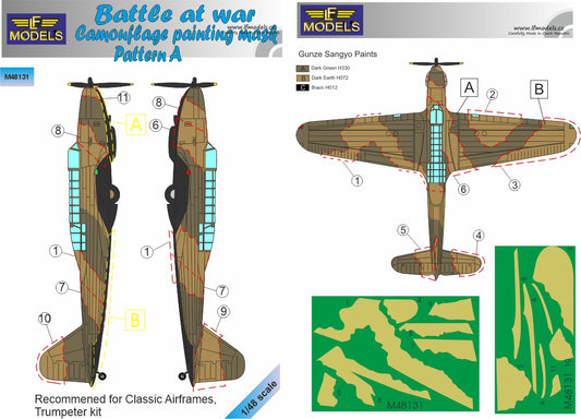 LF Models LFMM48131 1:48 Fairey Battle at war Camouflage Pattern Paint Mask Pattern A