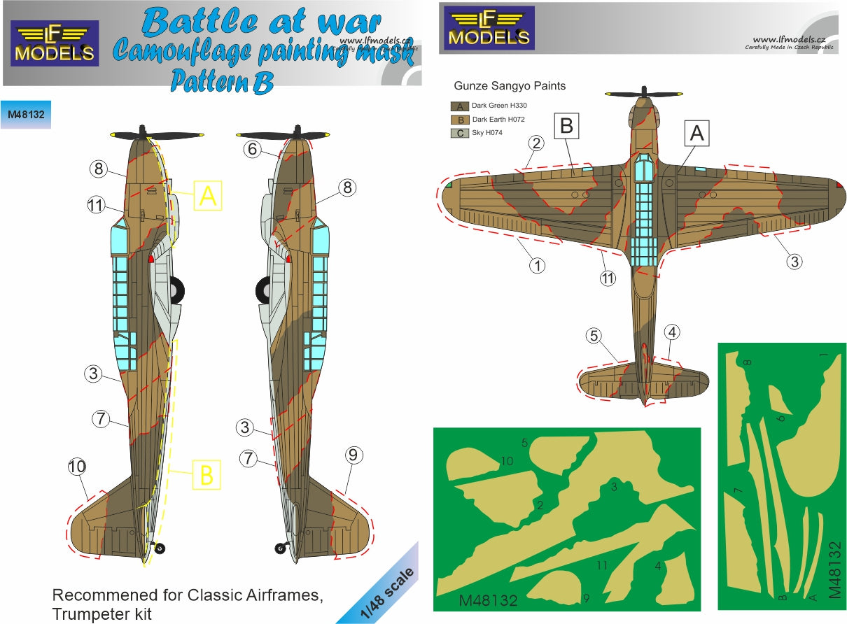 LF Models LFMM48132 1:48 Fairey Battle at war Camouflage Pattern Paint Mask Pattern B