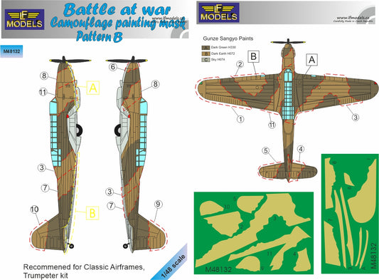 LF Models LFMM48132 1:48 Fairey Battle at war Camouflage Pattern Paint Mask Pattern B