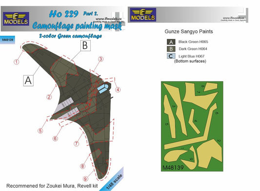 LF Models LFMM48139 1:48 Horton Ho-229A Part 2. 2 Colour Camouflage Pattern Paint Mask