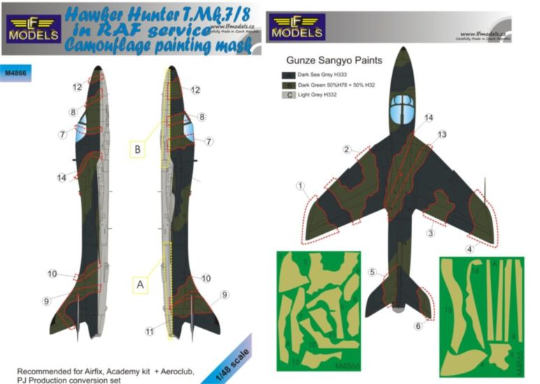 LF Models M4866 1:48 Hawker Hunter T.Mk.7/8 RAF camouflage pattern paint masks