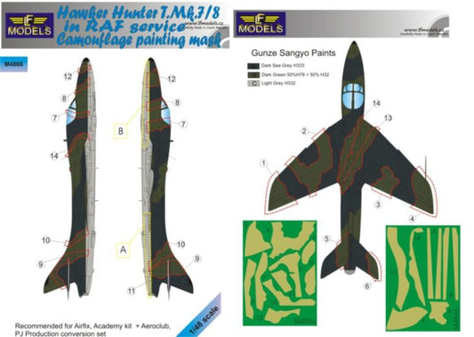LF Models M4866 1:48 Hawker Hunter T.Mk.7/8 RAF camouflage pattern paint masks