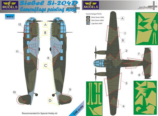 LF Models M4874 1:48 Siebel Si-204D camouflage pattern paint masks
