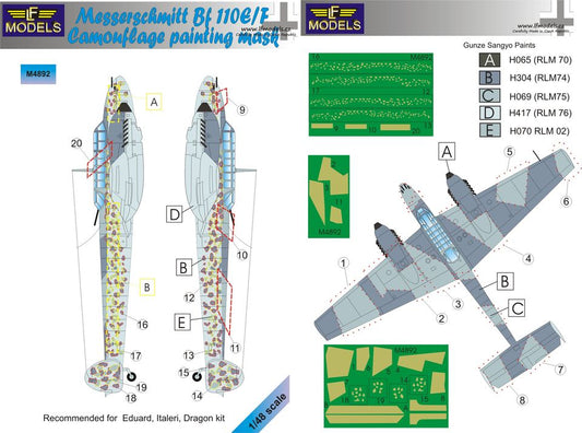 LF Models M4892 1:48 Messerschmitt Bf-110E/F camouflage pattern paint masks