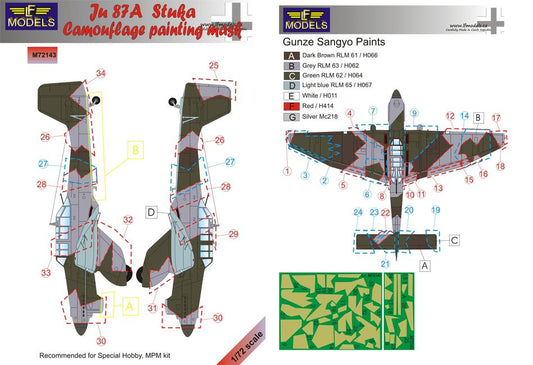 LF Models M72143 1:72 Junkers Ju-87A 'Stuka' Camouflage Pattern Paint Mask