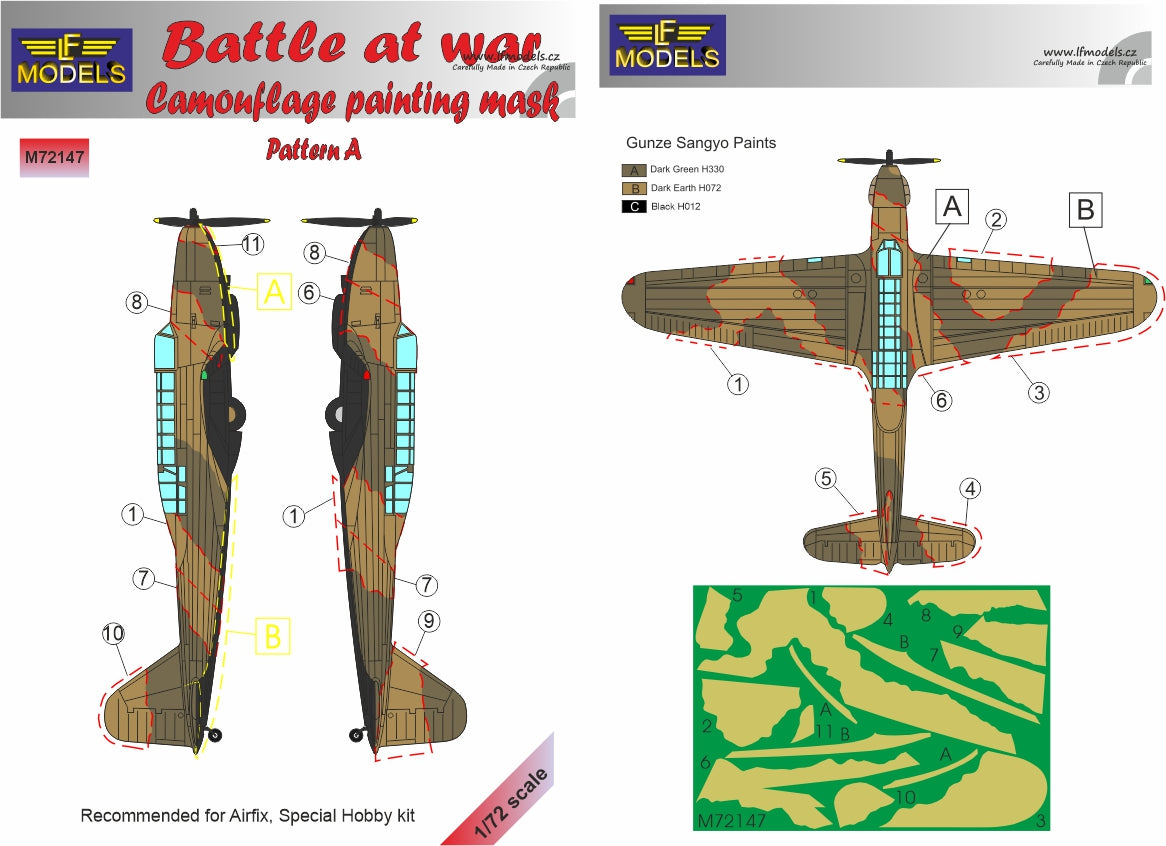 LF Models LFMM72147 1:72 Fairey Battle at war Camouflage Pattern Paint Mask Pattern A