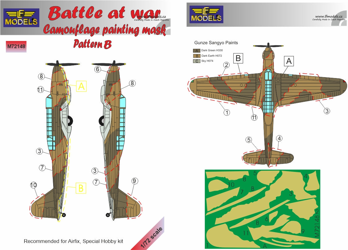 LF Models LFMM72148 1:72 Fairey Battle at war Camouflage Pattern Paint Mask Pattern B