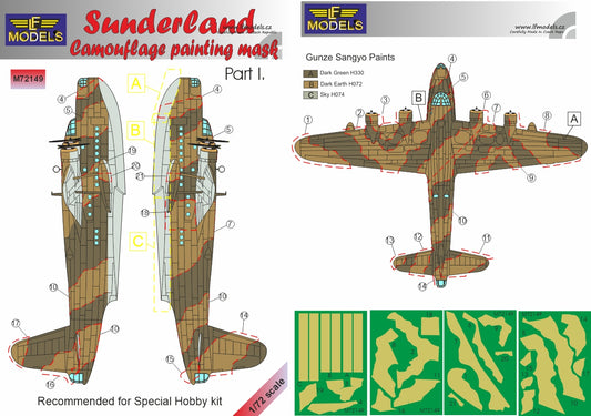 LF Models LFMM72149 1:72 Short Sunderland Mk.I/II Mk.V Camouflage Pattern Paint Mask Part I