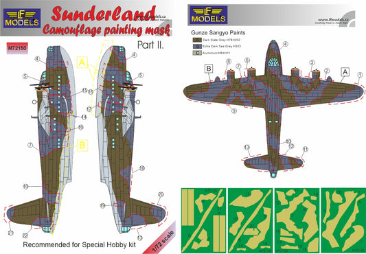 LF Models LFMM72150 1:72 Short Sunderland Mk.I/II Mk.V Camouflage Pattern Paint Mask Part II