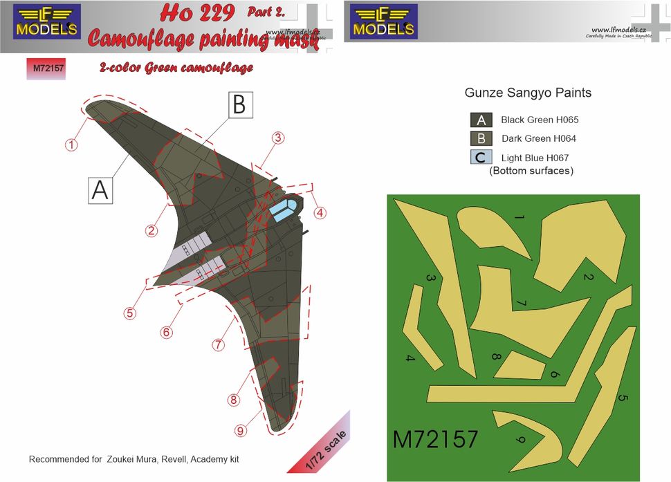 LF Models M72157 1:72 Horton Ho-229A Part 2. camouflage pattern paint mask