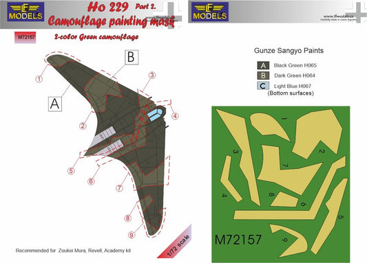 LF Models M72157 1:72 Horton Ho-229A Part 2. camouflage pattern paint mask