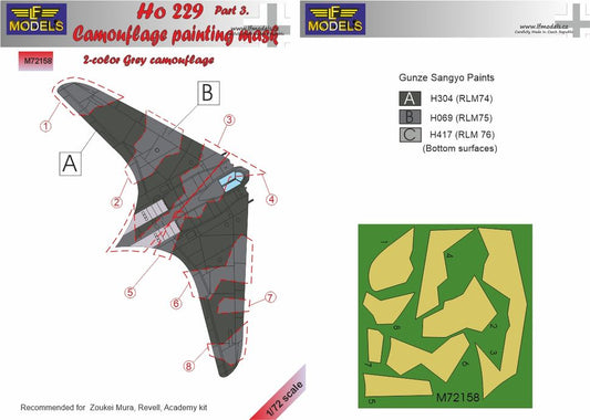 LF Models MM72158 1:72 Horton Ho-229A Part 3. camouflage pattern paint mask
