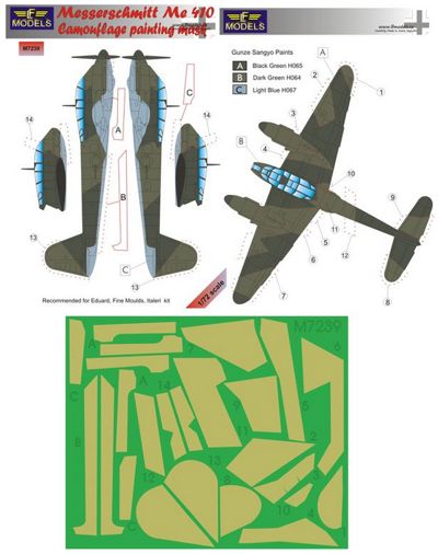 LF Models MM7239 1:72 Messerschmitt Me-410 camouflage pattern paint masks