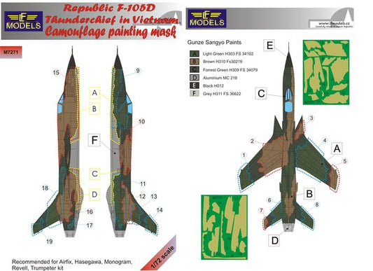 LF Models MM7271 1:72 F-105D Thunderchief camouflage pattern paint masks