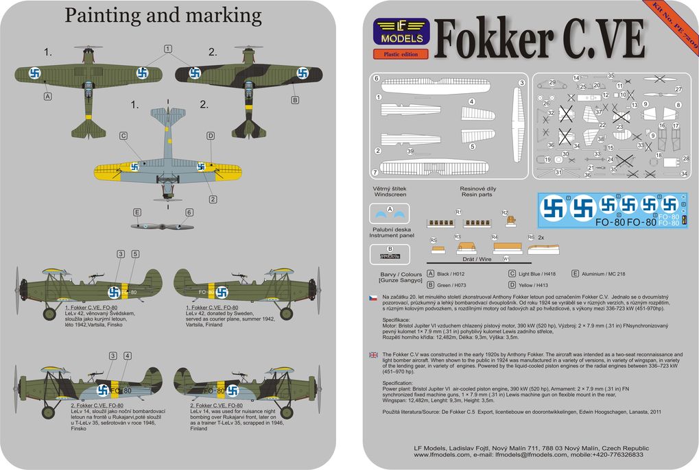 LF Models PE7209 1:72 Fokker C.VE Finland
