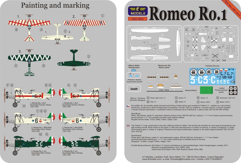 LF Models PE7211 1:72 Romeo Ro.1 Italy
