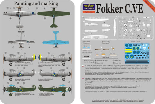 LF Models PE7212 1:72 Fokker C.VE Sweden