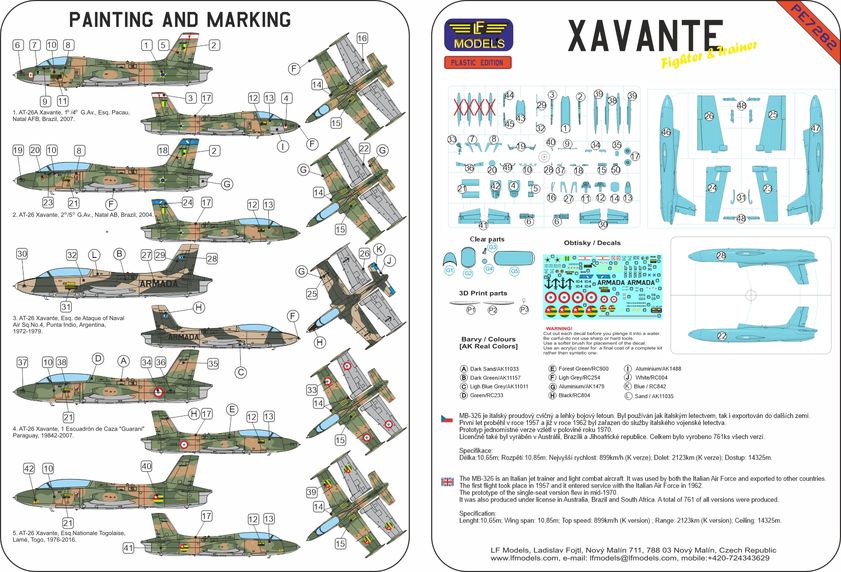 LF Models PE7282 1:72 Xavante Fighter & Trainer Complete plastic kit