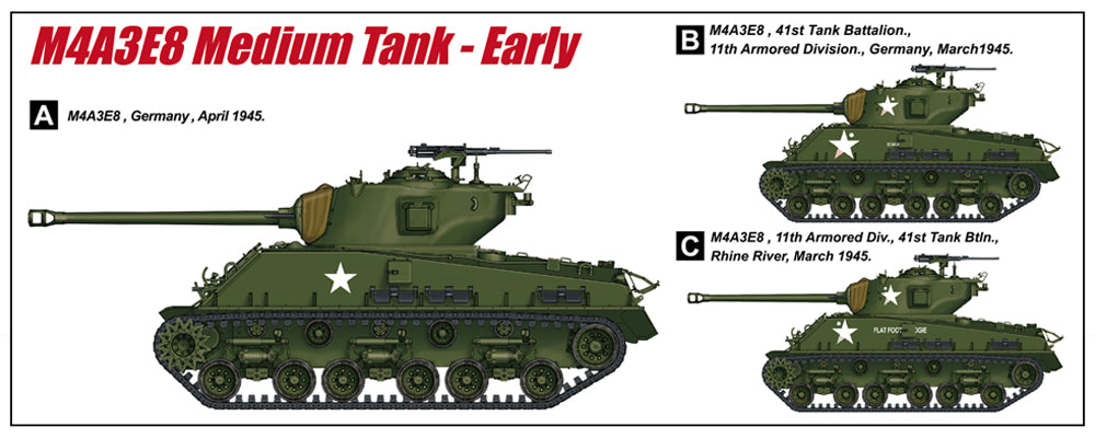 I Love Kit 61619 1:18 M4A3E8 Sherman Medium Tank - Early with Detail Up Set