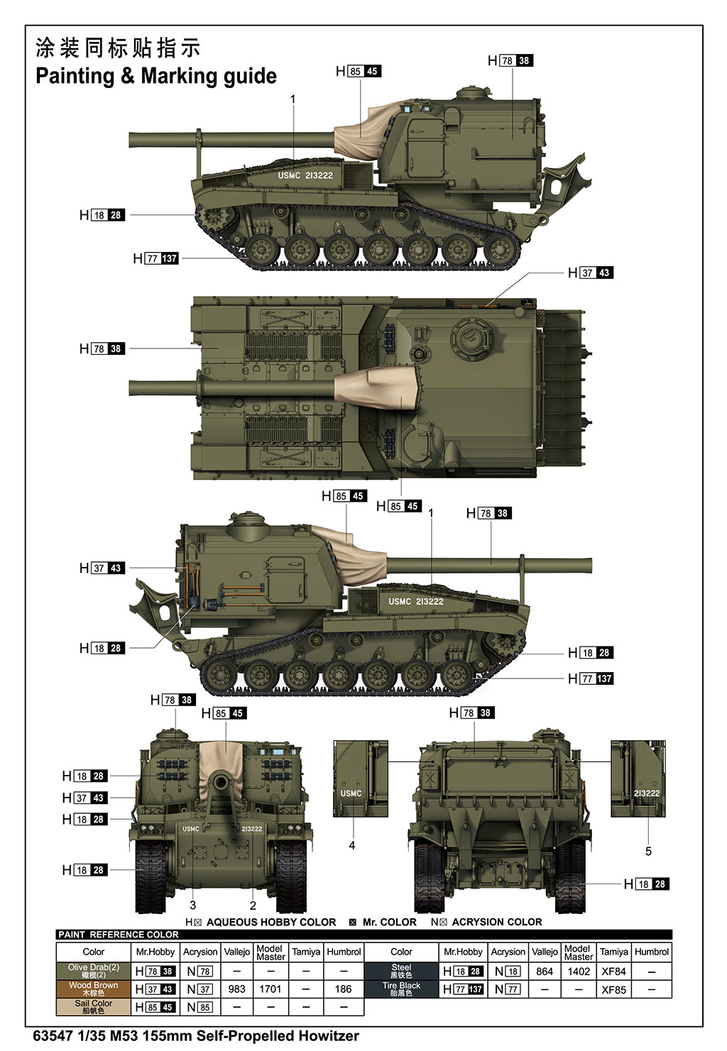 I LOVE KIT 63547 1:35 US M53 155mm Self-propelled Howitzer, 1950s-60s