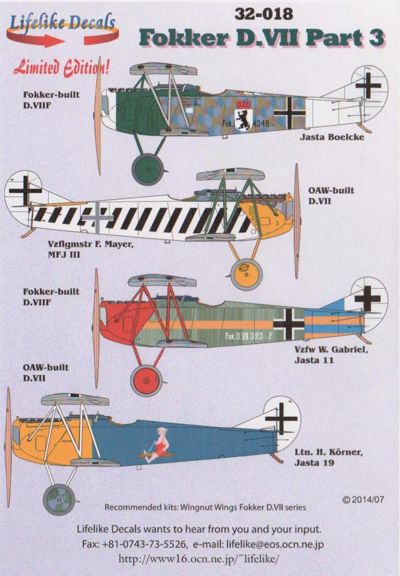 Lifelike 32018 1:32 Fokker D.VII's