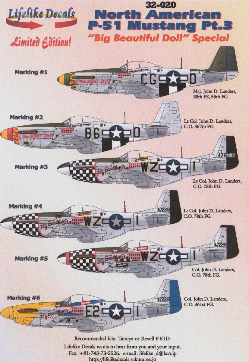 Lifelike 32020 1:32 North-American P-51B/P-51D Mustang Part 3 'Big Beautiful Doll'