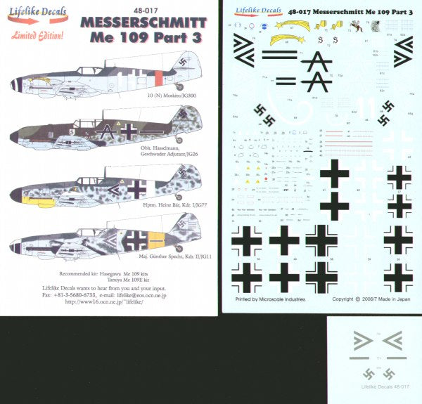 Lifelike 48017 1:48 Messerschmitt Bf-109E/Bf-109G Part 3