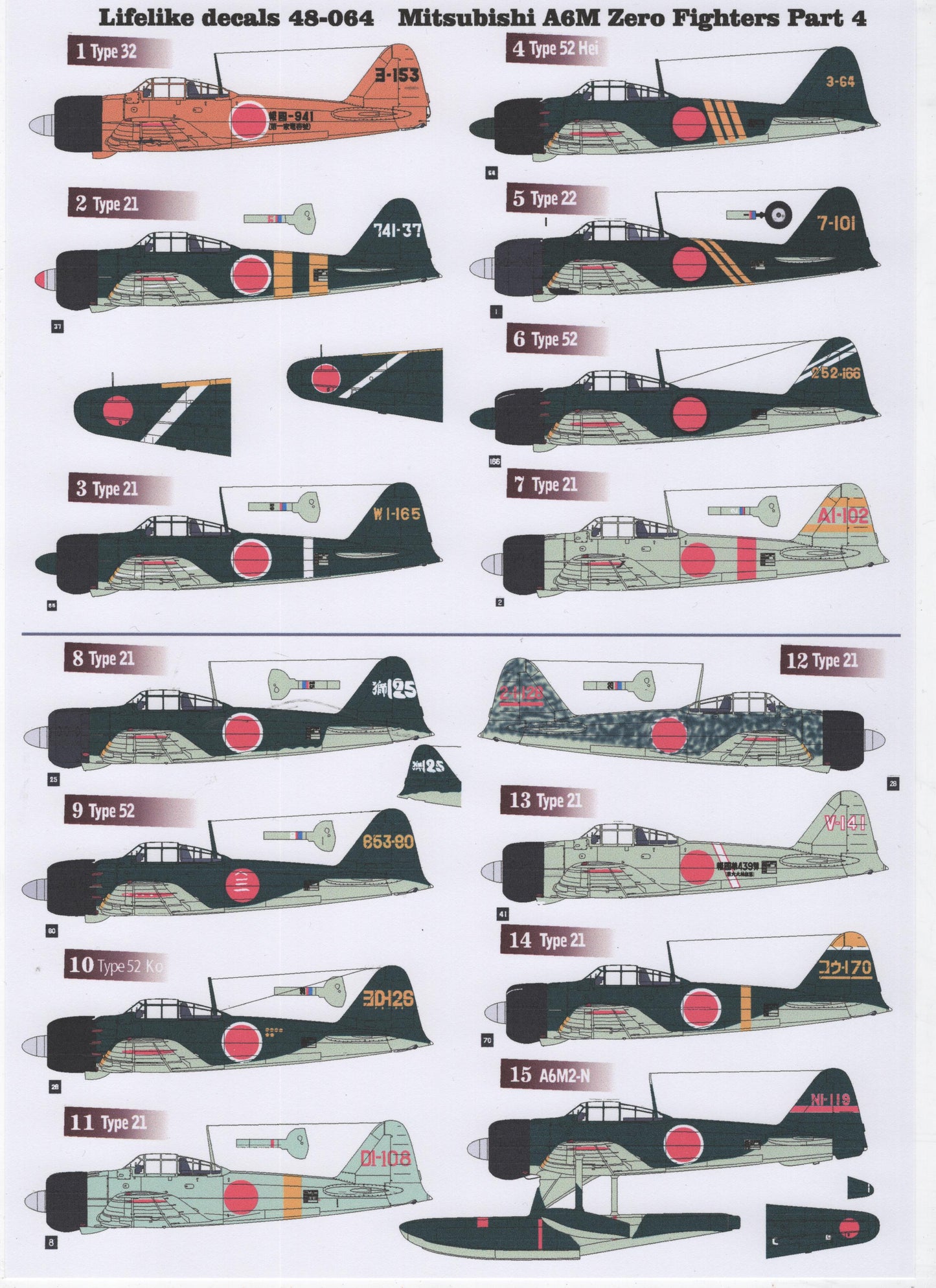Lifelike 48-064 1:48 Mitsubishi A6M Zero fighter part 4
